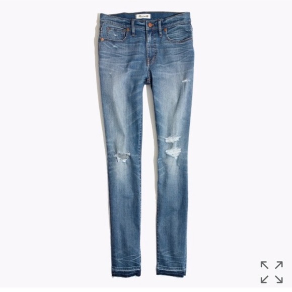 👖 Madewell 9” High Rise Winifred Wash Chewed Hem Destroyed Denim Jean Sz 28/30 - Picture 2 of 5